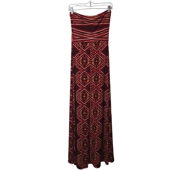 Sky Y2K Inspired Strapless Abstract Funky Retro Maxi Dress - Picture 2 of 4